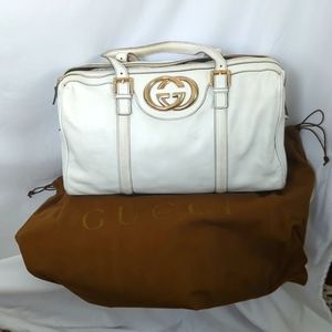 GUCCI White Boston Britt Handbag w/ Dustbag and Box
